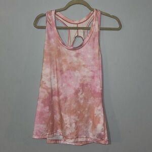 Athleta Nitro Printed Tank Top Women's Pink Tye-Dye Medium Athletic Yoga Running
